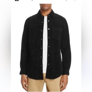 NWT BlankNYC men’s Black suede leather shirt Jacket snap front collared pocket M